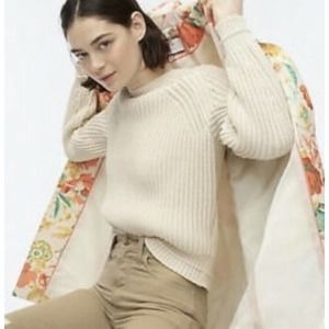 J. CREW Ribbed Crewneck Sweater •Women XXS• Ivory Beige Cotton AL762
